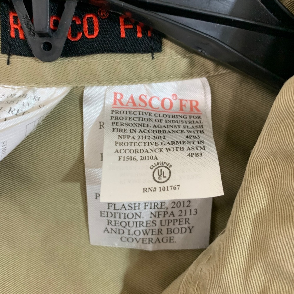 Rasco FR Men's 2XL-Reg Khaki Flame Resistant Work Shirt 100% Cotton Button Up - Picture 6 of 10